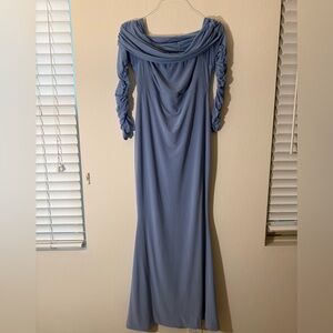 Elegant Blue Off-Shoulder Dress